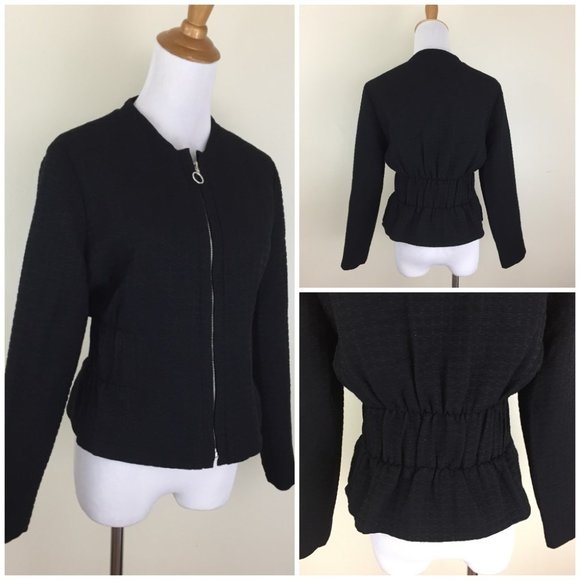 MAJE Textured Fabric Elastic Waist Zip Up Jacket - Picture 1 of 10